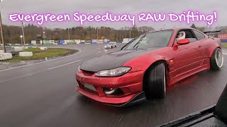 Veilside S14 rain session with friends  EVERGREEN SPEEDWAY RAW IN CAR [upl. by Einwahr]