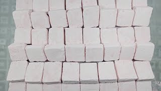 Light pink crispy homemade gym chalk  crunchy  crushing  satisfying  ASMR [upl. by Ymac]