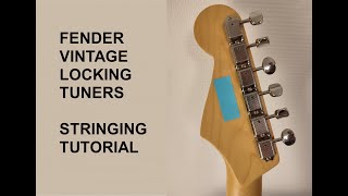 How to string your guitar with Fender vintage style locking tuners [upl. by Carilla439]