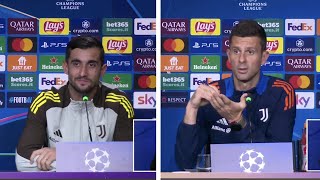 JUVE  STOCCARDA Perin e Thiago Motta in Conferenza stampa [upl. by Anirhtak]