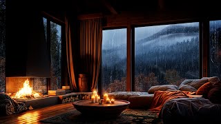 Bedroom Haven  Thunderstorm Fireplace amp Dimmed Lights [upl. by Yrdua714]