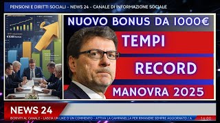 aumento pensioni e bonus 1000€ tutto sulla manovra 2025  irpef assegno unico isee invalidiquot [upl. by Greabe]