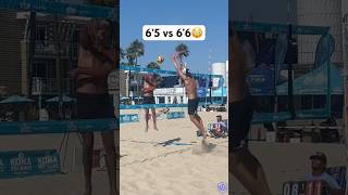 6’5 vs 6’6 😮‍💨⚔️🏐 beachvolleyball volleyball volleyballworld volleyballplayer spike sports [upl. by Martell]