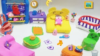 Diy How To Make polymer Clay Miniature Doll House BedChairCabinetTrolleySofa diy dollhouse [upl. by Tica579]