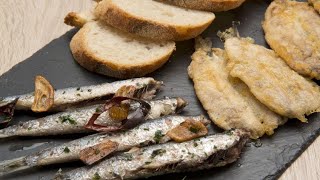 Receta de anchoas al ajillo y anchoas rebozadas  Karlos Arguiñano [upl. by Roswald]