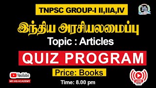 QUIZ PROGRAM  Articles of indian constitution  NR IAS ACADEMY [upl. by Julianne350]