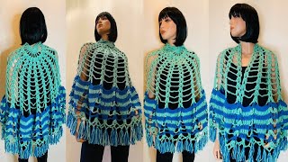 Crochet Capelet Inspired Shawl Video Pattern Tutorial [upl. by Meridel763]