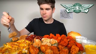 WINGSTOP Boneless Wings FEAST  Cheesy Voodoo Fries Mukbang [upl. by Doble888]