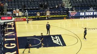 UVA Guard Kyle Guy hits three pointer while sitting on the bench during warmups [upl. by Alber282]