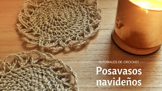 Posavasos navideños de yute tejidos a crochet paso a paso  Decoración navideña a crochet [upl. by Ydnir]