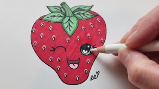 Drawing a Cute Strawberry  Drawing for Kids [upl. by Henden444]