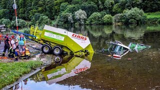 TRAKTOR amp BALLENPRESSE VERSINKEN IM NECKAR DLRG  FEUERWEHR  Spektakuläre Bergung [upl. by Aztinaj448]