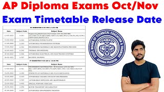 Ap Diploma Exam Timetable Release Date 2024  OctNov 2024 diploma exams  Diploma  Diploma exams [upl. by Pritchett922]