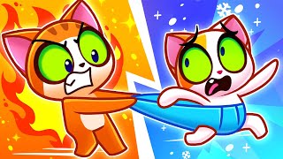 ❄️ Cold VS Hot 🔥 Baby Learning Opposites Challenge with PurrPurr Tails 🐾 [upl. by Nyleahs]