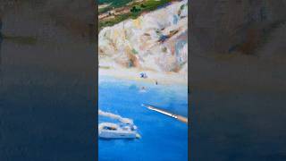 I spent some more time on this one 🩵 Lefkada Porto Katsiki Greece oil painting 🐚 greek 🎨 [upl. by Lisan575]