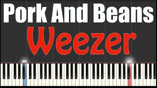 Pork And Beans  Weezer  Piano Tutorial [upl. by Ettie41]