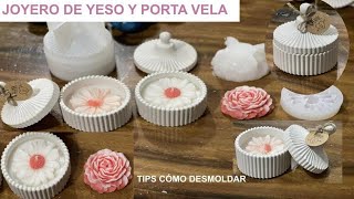 COMO HACER Y DESMOLDAR JOYERO PORTA VELA DE YESOTIPS VELAS DE MOLDE 🪄💖 [upl. by Cherye]