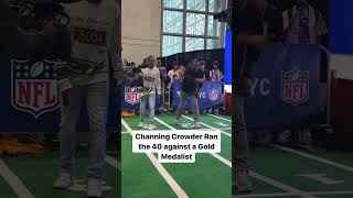 Quincy Wilson races former NFL player Channing Crowder after the Olympics [upl. by Verne]