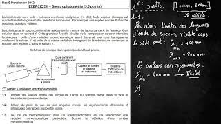 Première générale exercice spectrophotométrie part 1 [upl. by Diandre751]