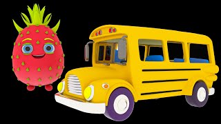 Funky Fruits Baby Sensory  Wheels On The Bus  Summer Collection  Fun animation with music [upl. by Annahsed]