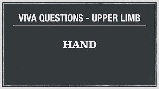 VIVA QUESTIONS  HAND [upl. by Willdon]