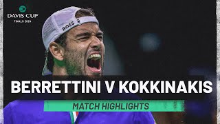 Matteo Berrettini v Thanasi Kokkinakis  Italy v Australia  Davis Cup Finals 2024 Match Highlights [upl. by Alisen928]