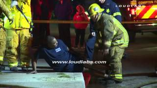 Roof Collapse 5 Firefighters Injured  Compton RAW FOOTAGe [upl. by Ahsienek]