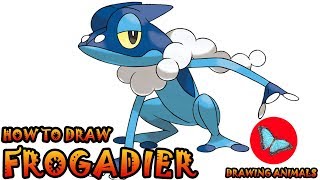 How To Draw Frogadier Pokemon  Drawing Animals [upl. by Star]