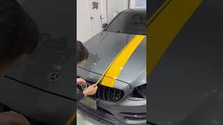 Mercedes Benz getting custom Yellow AMG Stripes done what you guys think of the new look [upl. by Vardon]