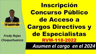 Concurso público para directivos y especialistas Inscripción y cronograma [upl. by Naamana]