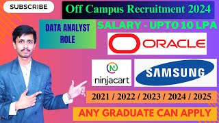 Oracle Recruitment 2024  Samsung Hiring 2024  Ninjacart Hiring 2024  Data Analyst Role  Jobs [upl. by Sula393]