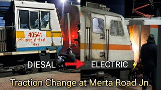 Hisar Bandra Terminus SF Express Traction Change at Merta Road  Diesal WDP4D to Electric WAP7 [upl. by Waldack]