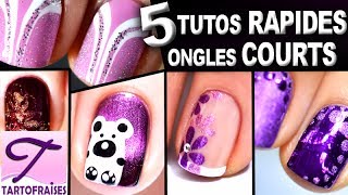 Ongles Courts 5 tutos nail art faciles au vernis pour débutants [upl. by Suiravat]