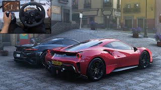 MCLAREN 765LT amp FERRARI 488 PISTA CITY DRIVE  Forza Horizon 5  Logitech G923 Gameplay [upl. by Llechtim761]