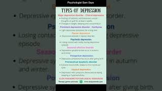 Psychologist Sam Says  Types of Depression [upl. by Higbee662]