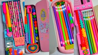 Filling the best pencil cases geometry box pens eraser unicorn stationery school supplies shorts [upl. by Duleba]