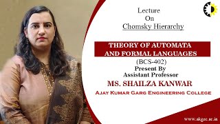 CHOMSKY HIERARCHY  THEORY OF AUTOMATA AND FORMAL LANGUAGES  LECTURE 02 BY MS SHAILZA KANWAR [upl. by Ecnav]