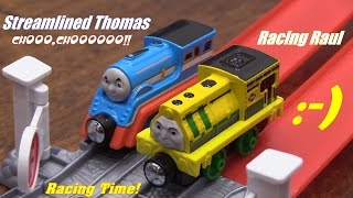 Thomas the Train Thomas amp Friends Take N Play Streamlined Thomas and Racing Raul [upl. by Alleb]