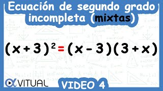 Solución de Ecuaciones de Segundo Grado Incompletas Mixtas  Video 4 de 5 [upl. by Nelleus]