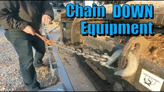 Loading and Chaining Down Bobcat E35 for Towing MPG Test [upl. by Eneri]