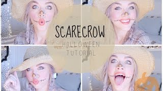 EASY HALLOWEEN MAKEUP TUTORIAL  SCARECROW [upl. by Janis737]