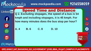 Q2Excluding stopages the speed of a bus is 54 kmph and including stopages it is 45 kmph For [upl. by Kolk959]