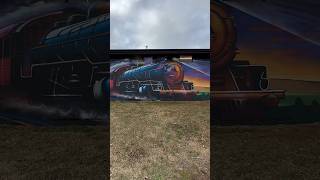 Fort Mill SC spraypaint steamengine train mural [upl. by Shamma]