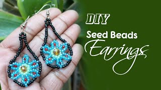 DIY Easy and Trendy Seed Beads Jewellery  Dainty Flower Earrings How to make jewelry [upl. by Ainolopa]