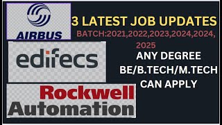 3 LATEST JOB UPDATES AIRBUSROCKWELLAUTOMATIONEDIFECS HIRING ASSOCIATE SOFTWARE ENGINEER ROLE [upl. by Ardried341]