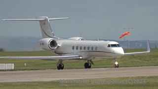 4K Avcon Jet GLF5 OEISN Is Seen Departing MAN Manchester Airport EGCC On The 18102024 [upl. by Hsetim]