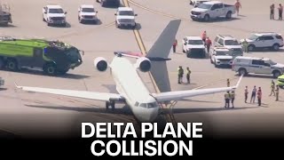 Delta planes collide on taxiways at HartsfieldJackson Atlanta Airport [upl. by Baniaz]