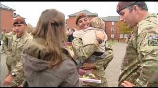 Families welcome Cavalry troops home 191012 [upl. by Airetnohs]