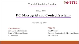 Revision Session  NPTEL Tutorial  DC Microgrid and Control Systems [upl. by Hiroshi]