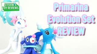 Pokemon Tomy Primarina Evolution Set Review Popplio Brionne [upl. by Neerehs871]